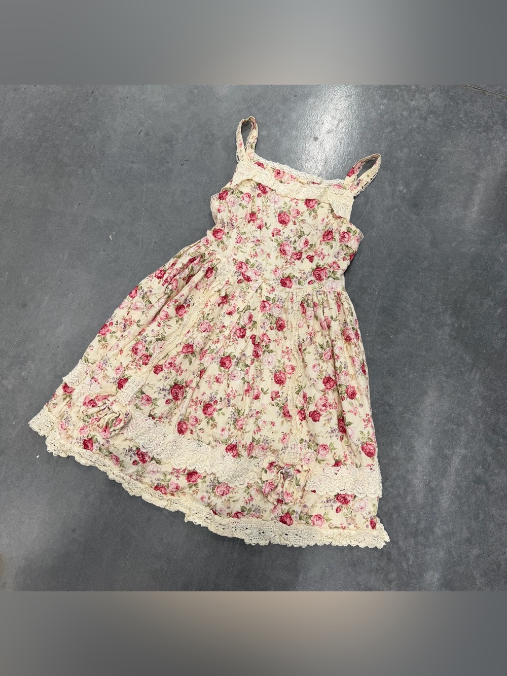 Baby The Stars Shine Bright Floral Cream and Lace Sundress